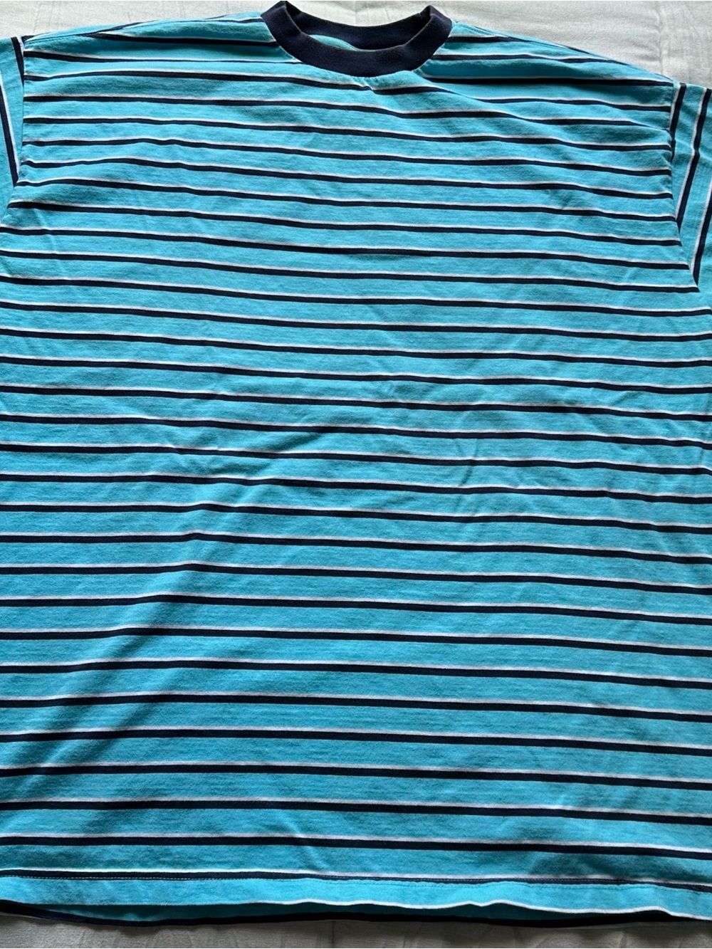 GAP Turquoise and Navy Stripe Crewneck Tee